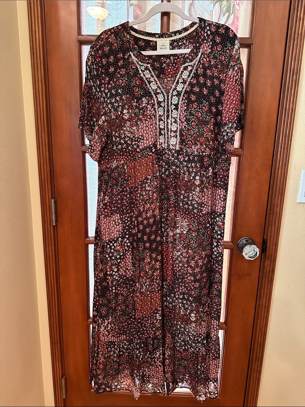 Knox Rose Patchwork Maxi Dress autumn fall floral embroidered